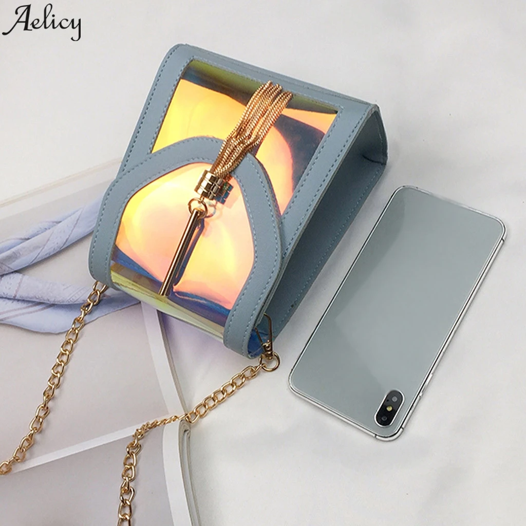 Aelicy прозрачные сумки для женщин женские повседневные цветные с кисточками и
