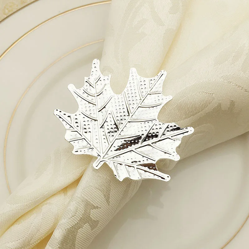 

10pcs/lot Hotel supplies maple leaf napkin buckle zinc alloy napkin ring cloth ring napkin ring gold towel buckle