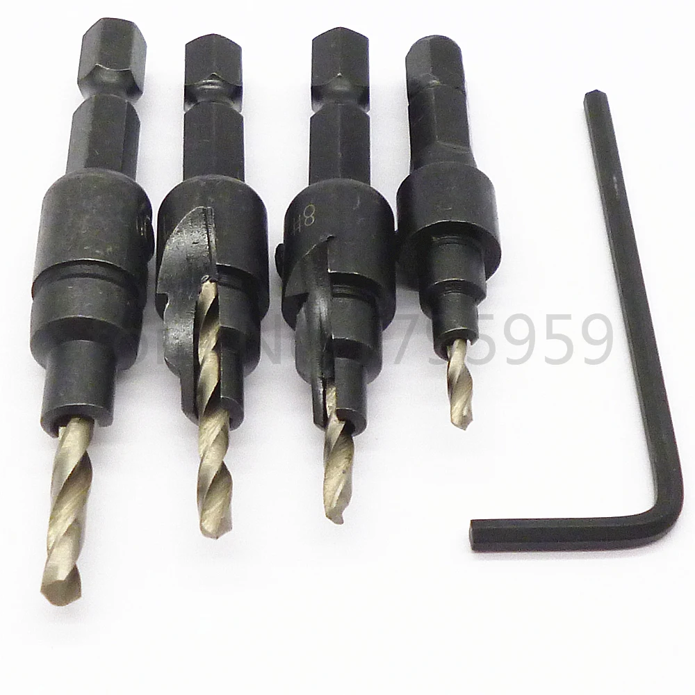 4 шт. набор сверл для зенковки HSS 1/4 &quotс шестигранным хвостовиком сверло с