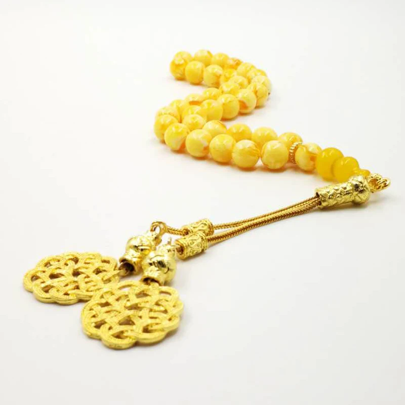 Мусульманские четки амберы цвет 33 66 99 Бусы Tasbih подарок Рамадан Золотой Металл кисточкой мужские брезенты Misbaha исламские браслеты