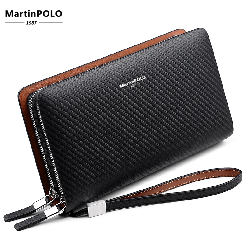 MartinPOLO Мода 2019 г. новое поступление 100% коровья кожа бизнес на молнии длинные