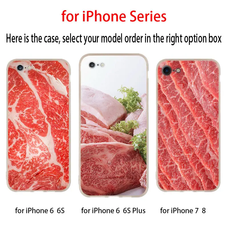 Новый свежего мяса на белом фоне пластины чехол для iphone XS 11 Pro Max XR X 10 Чехол