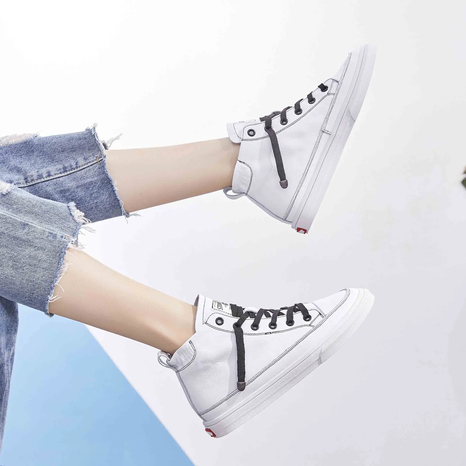 SWYIVY chaussures femme; женские кроссовки с высоким берцем; коллекция года; сезон осень; белая повседневная обувь; женские кроссовки; женская обувь из вулканизированной кожи
