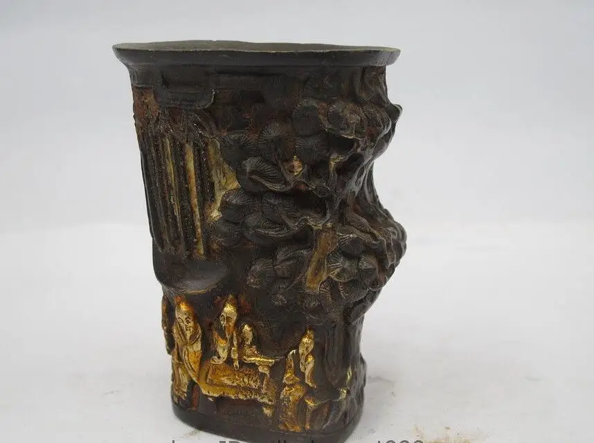 Китайская народная Фэншуй Бронзовая позолота сосновое дерево старая кисть