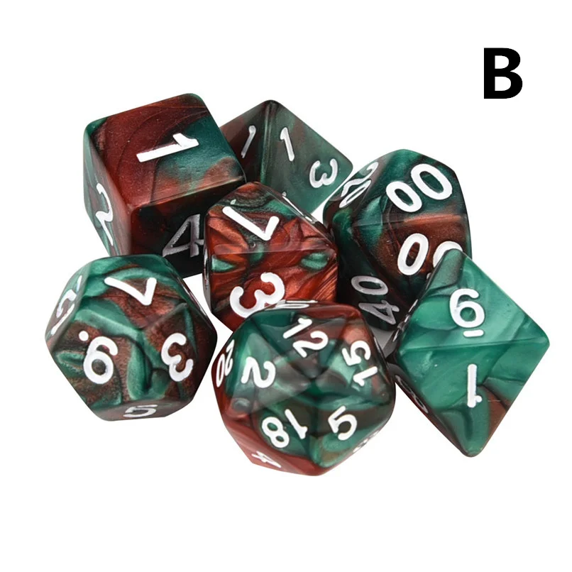 7 шт./компл. игра в кости TRPG игра многогранные D4-D20 мульти-сторонее акриловое кости 11 Цвета#2o23