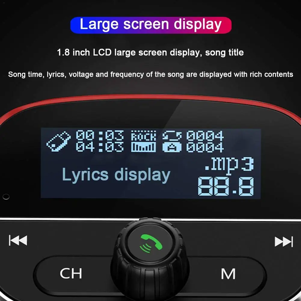 Автомобильный MP3-плеер передатчик 1,77 дюймов ЖК-дисплей Bluetooth fm-передатчик Hands-Free вольтметр автомобильный комплект TF карта AUX USB аудио адаптер