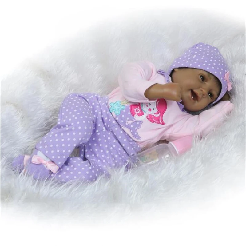 55 см/22 &quotReborn Baby Doll черный афроамериканец Силиконовые Винил Реалистичная