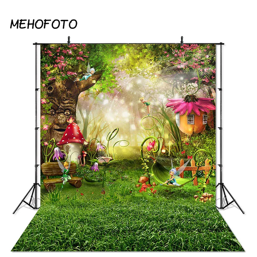 

Children Photography Background Birthday Wonderland Green Grass Decorations Photographic Backdrops Photobooth Studio Props