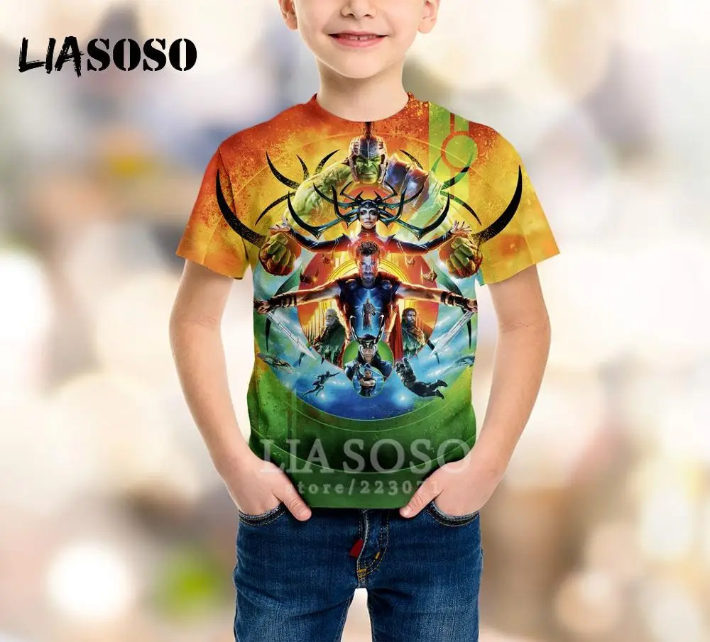 15 LIASOSO/Новая модная летняя детская толстовка футболка с 3D принтом из фильма Халк детский пуловер с короткими рукавами в стиле хип-хоп для мальчиков и девочек A216-04 - Цвет: 15