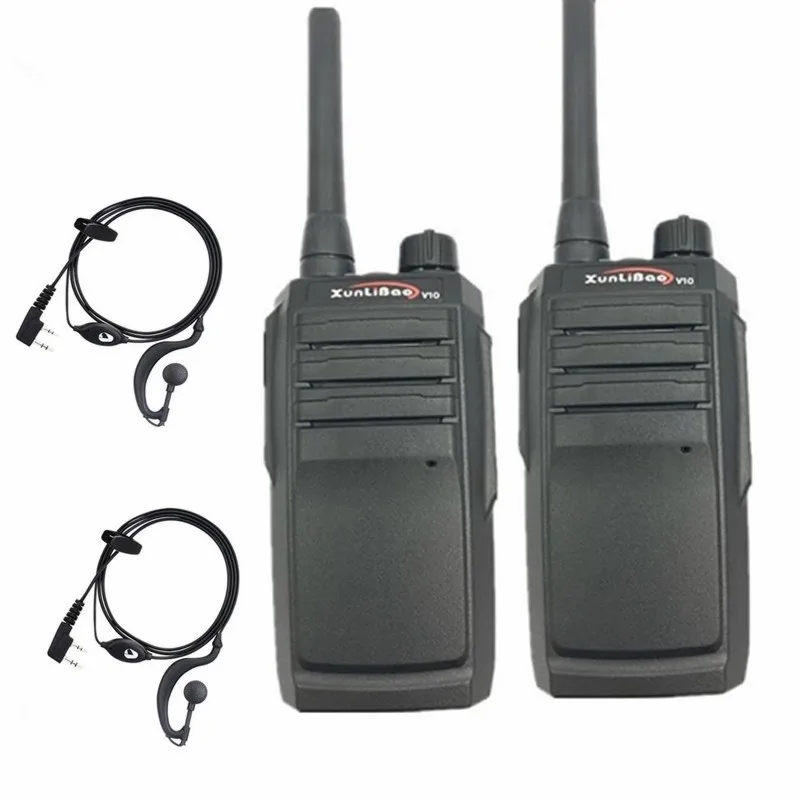 2PCS Xunlibao V10 Walkie Talkie 16CH Two Way Radio UHF 400-470MHZ Portable Ham FMR Radio 8W Flashlight Programmable