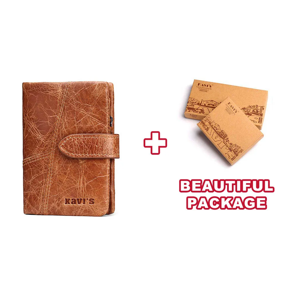 Brown M BOX KAVIS женский кошелек из натуральной кожи кошелек для монет и маленький Walet Portomonee Леди Деньги зеленая молния Perse держатель для карт Perse - Цвет: Brown M BOX
