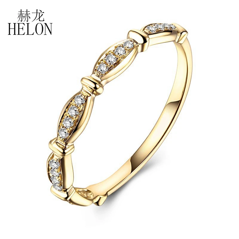HELON Solid 14k белое золото 11-12 мм круглые натуральные бриллианты Halo полукрепление обручальное свадебное женское модное Ювелирное кольцо