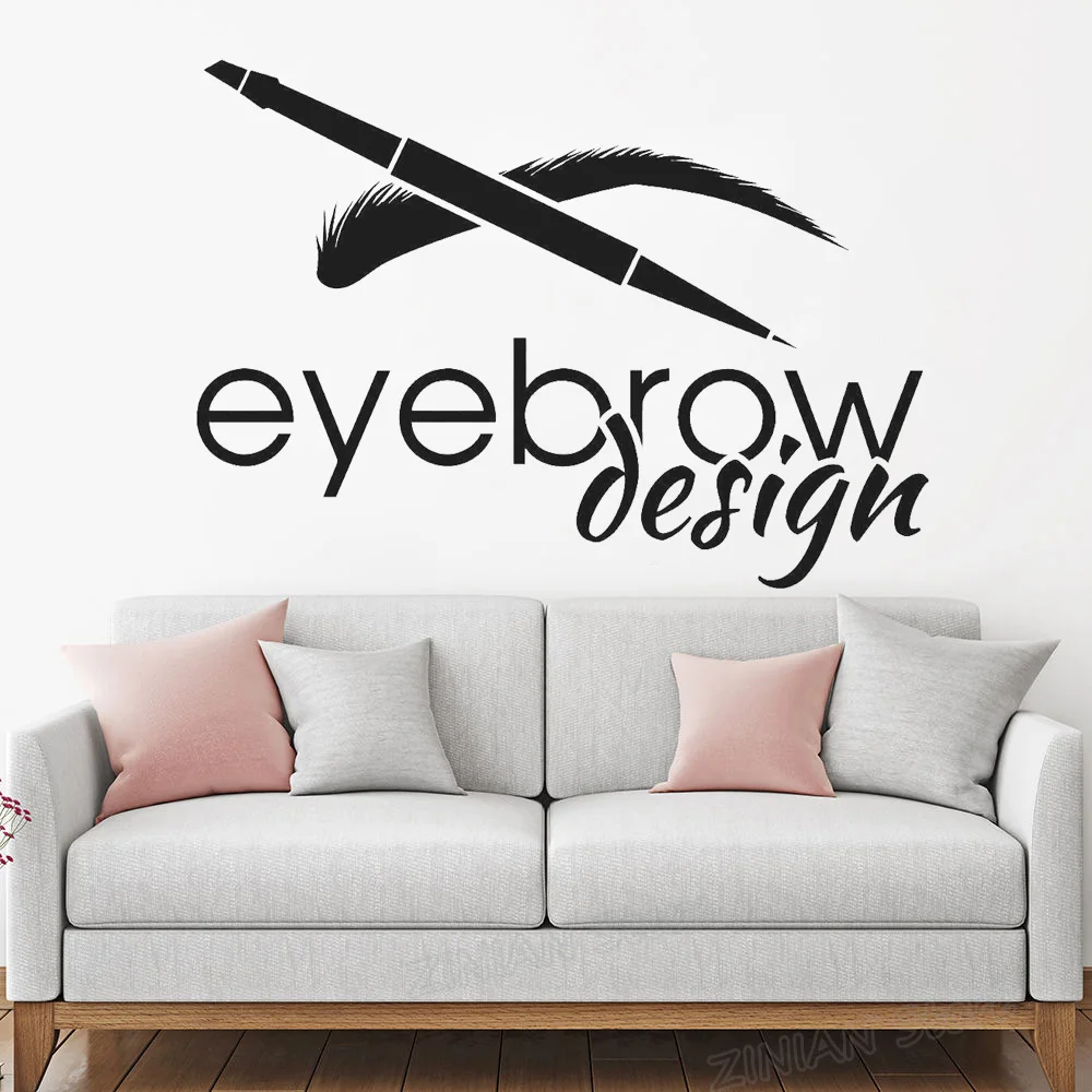 Дизайн бровей красота салон Logotype бровей художественные настенные наклейки съемные настенные декорации Фреска ресницы макияж настенные наклейки для девочек Z866