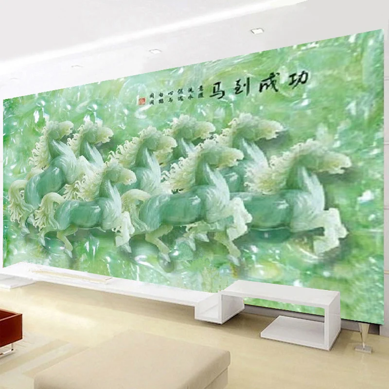 DIY Diamond Embroidery Round Jade carved eight horse Full rhinestone 5D painting cross stitch needlework | Дом и сад
