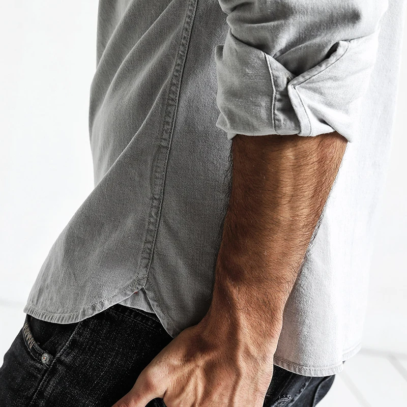 SIMWOOD 2019 новые весенние джинсовые рубашки для мужчин карман Slim Fit с длинным рукавом