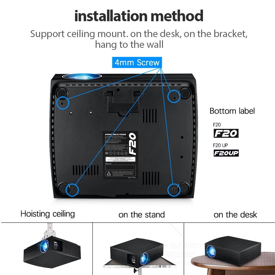 AUN светодиодный проектор F20 (опционально Android Suppor 4 K AC3) 4000 люмен 1280*800 разрешение HIFI