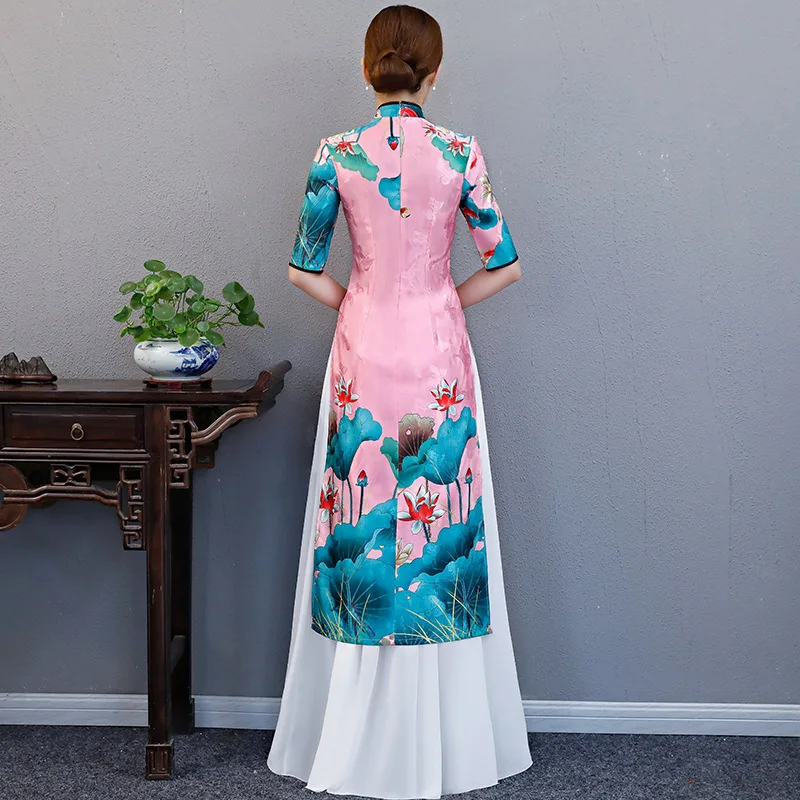 

2019 new arrival spring and summer elegent Chinese traditional clothing plus size cheongsams qipao S-5XL
