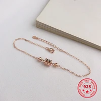 korea hot style pure 925 sterling silver bracelets for women delicate fashion rose gold transfer beads bracelets jewelry