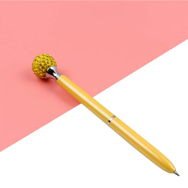 15 шт./лот Kawaii с украшением в виде кристаллов круглый шариковая ручка красочные 15 видов цветов черный/синий заправка творческие новые студенческие подарок& канцелярские принадлежности - Цвет: 15PCS Yellow