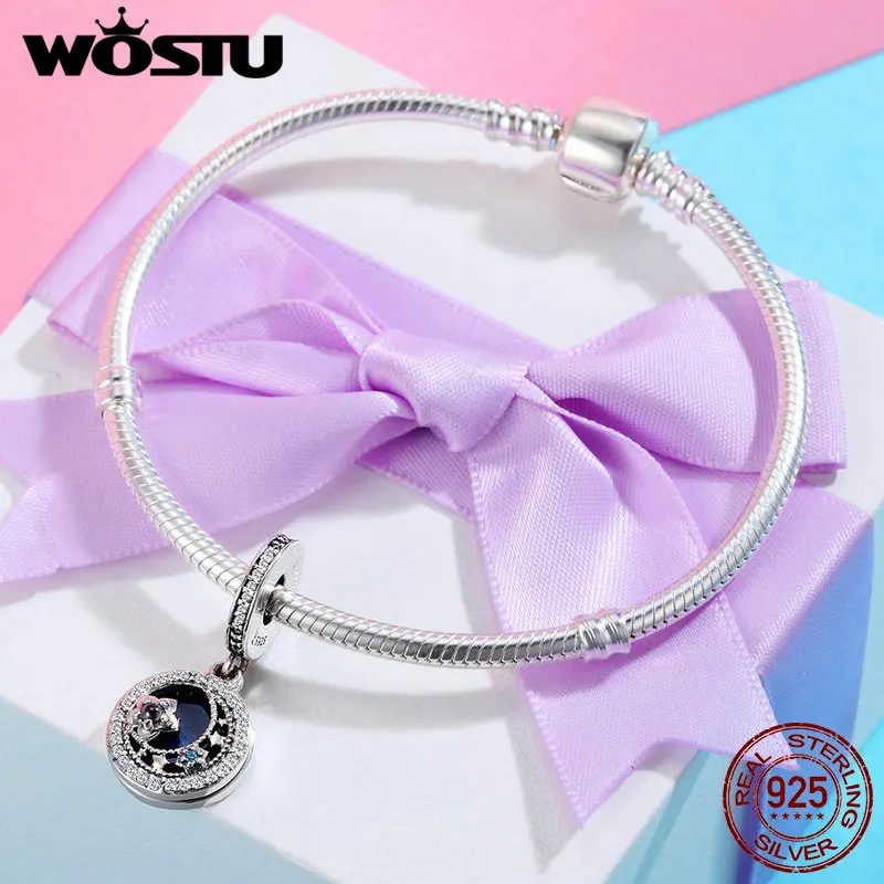 WOSTU Новая коллекция 925 пробы Серебряная Лунная звезда синяя чарующая подвеска