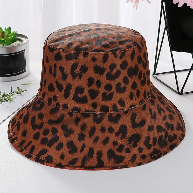 SUOGRY Новая мода лето Реверсивный Cappello Pescatore леопардовые шапки для рыбаков женские шляпы