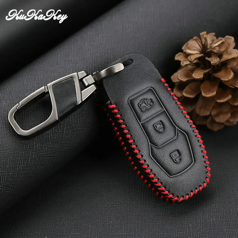 Кожаный чехол для автомобильного ключа KUKAKEY Ford Focus Mondeo Festiva Fusion Suit Fiesta защитный