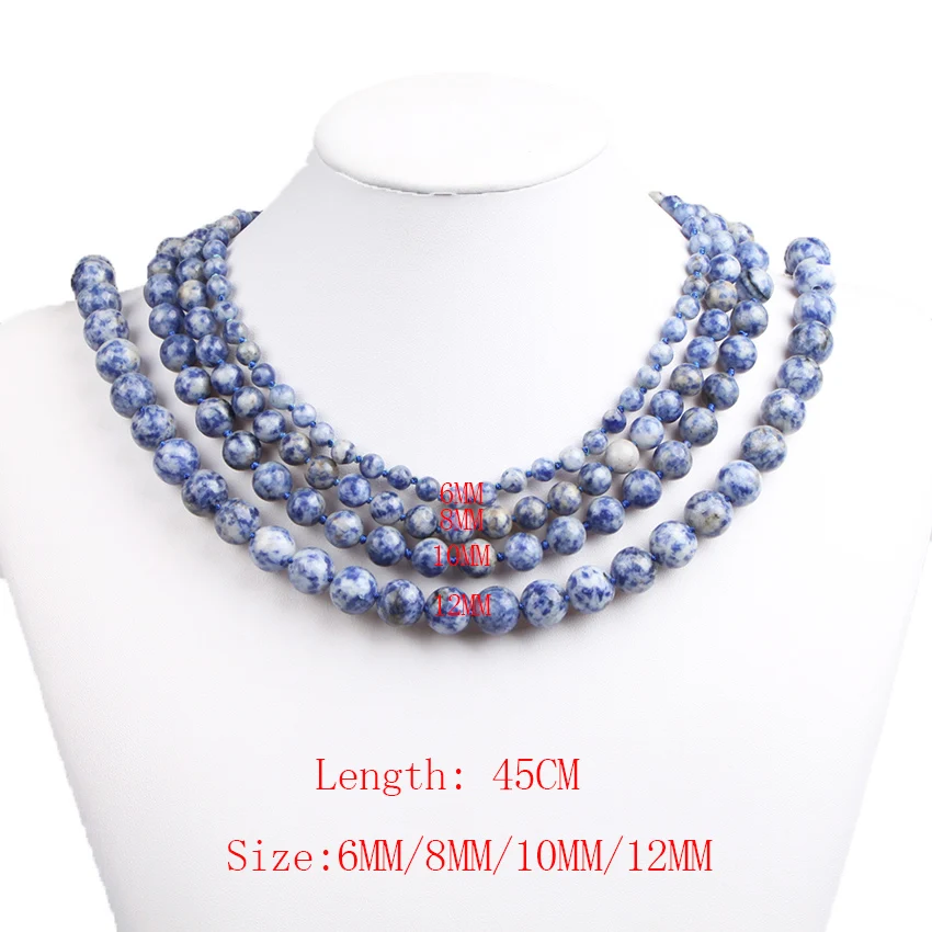48 стиль натуральный камень бусы колье синий 45 см ожерелье 6/8/10/12 мм узелковая
