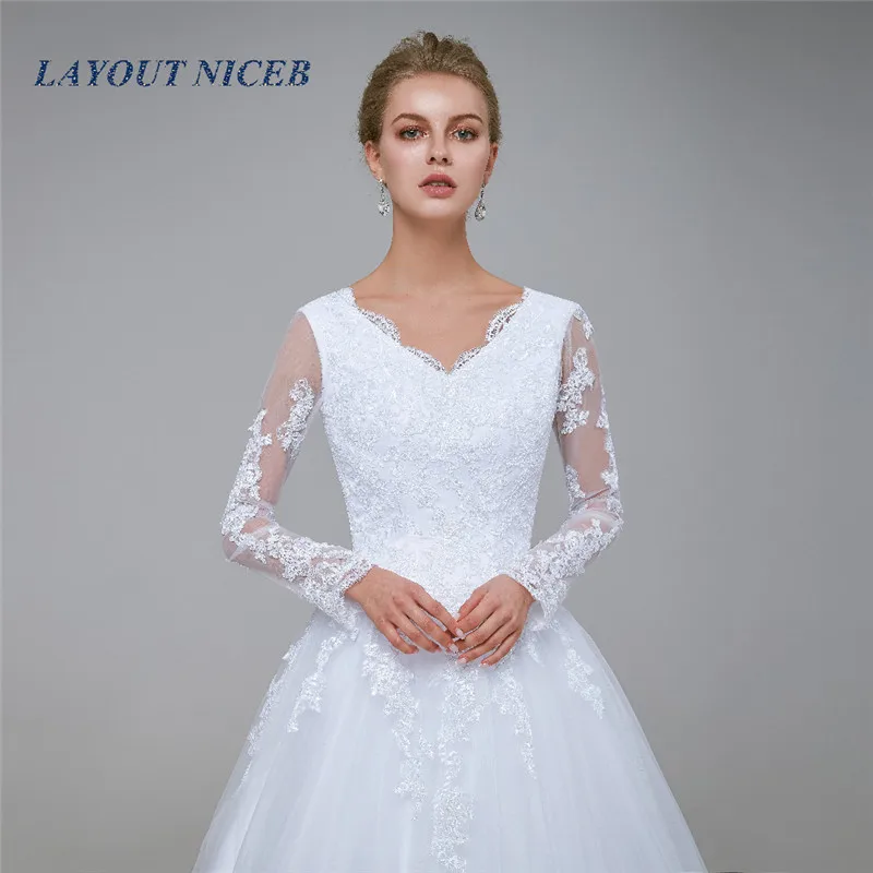 Long Sleeves Vestidos De Noiva Tulle Wedding Dress 2019 A-Line Bride Custom Robe Mariee | Свадьбы и торжества