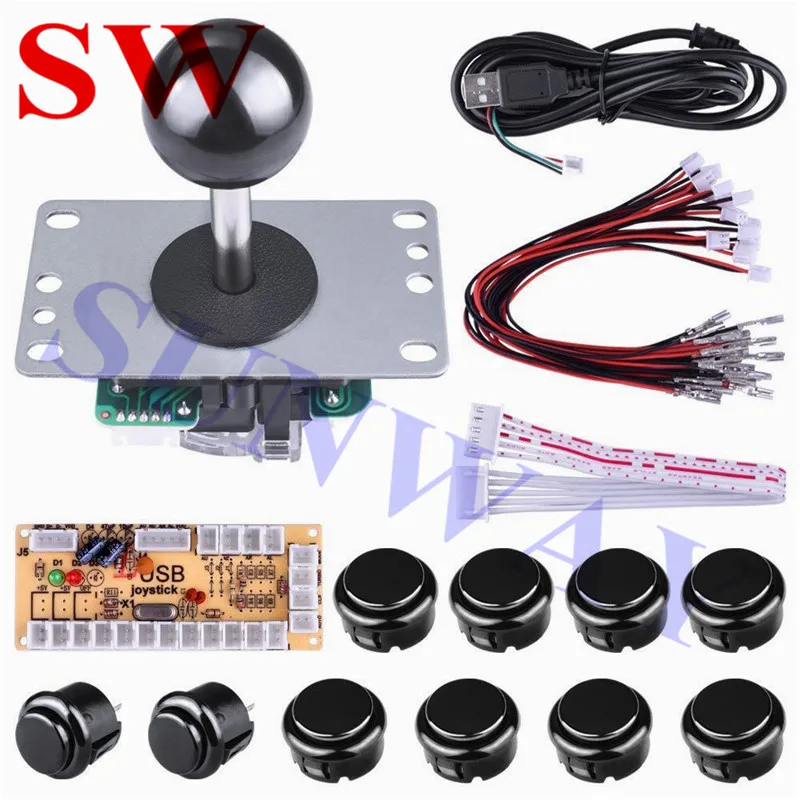 Аркадный Комплект сделай сам 1 игрок USB рандомная копия джойстик Sanwa высокого
