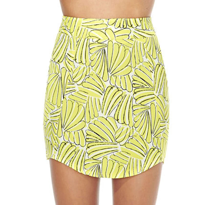 HYH HAOYIHUI Zipper Back Print Basic Mini Skirts Women A-line High Waist Asymmetrical Skirt Ladies Casual OL Pencil | Женская одежда