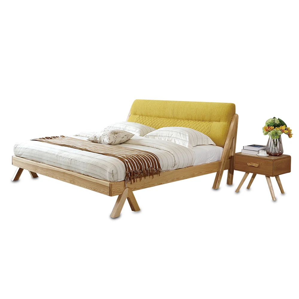 

1122H3012 1.8m 5.91ft 70.9in Modern minimalist wedding king size Original Nordic style All solid wood large bed frame