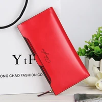 new brand luxury long women leather clutch wallet and purse with removable card holder coin bag for woman