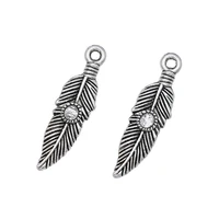 20pcs antique silver plated feather charms pendants for jewelry making jewelry findings diy handmade craft 30x8mm