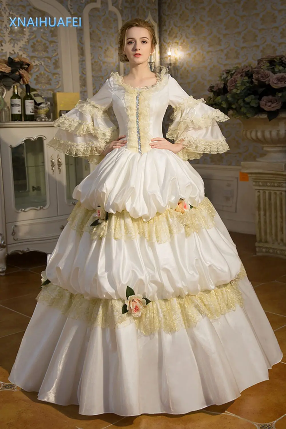 Белое платье в стиле рококо средневековое женское викторианском готическое