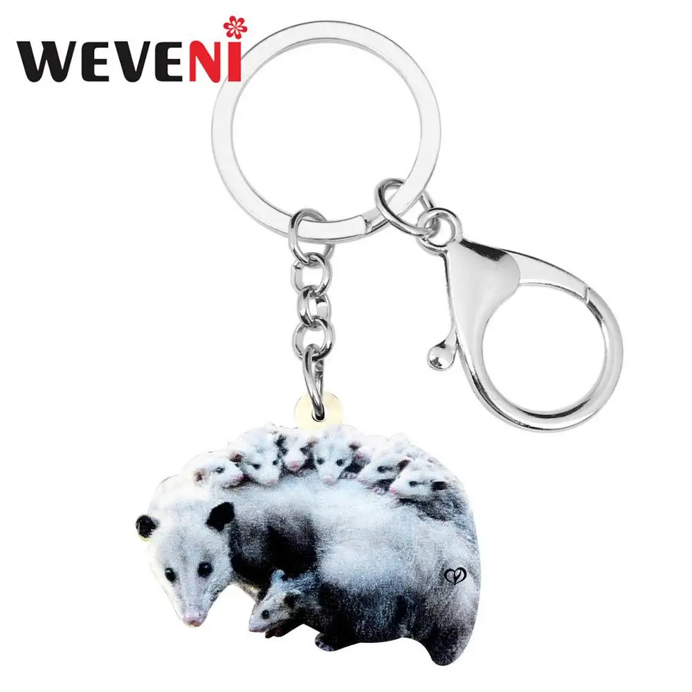 WEVENI акриловые новые серые брелки для ключей Possum кольцо модные украшения в виде