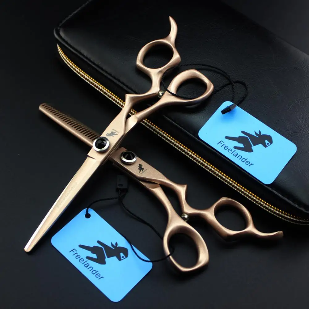 

Suit 6" Gold curved handle Haircut Set Hairdressing Supplies Cutting Scissors Thinning Shears Professional Hair Scissors