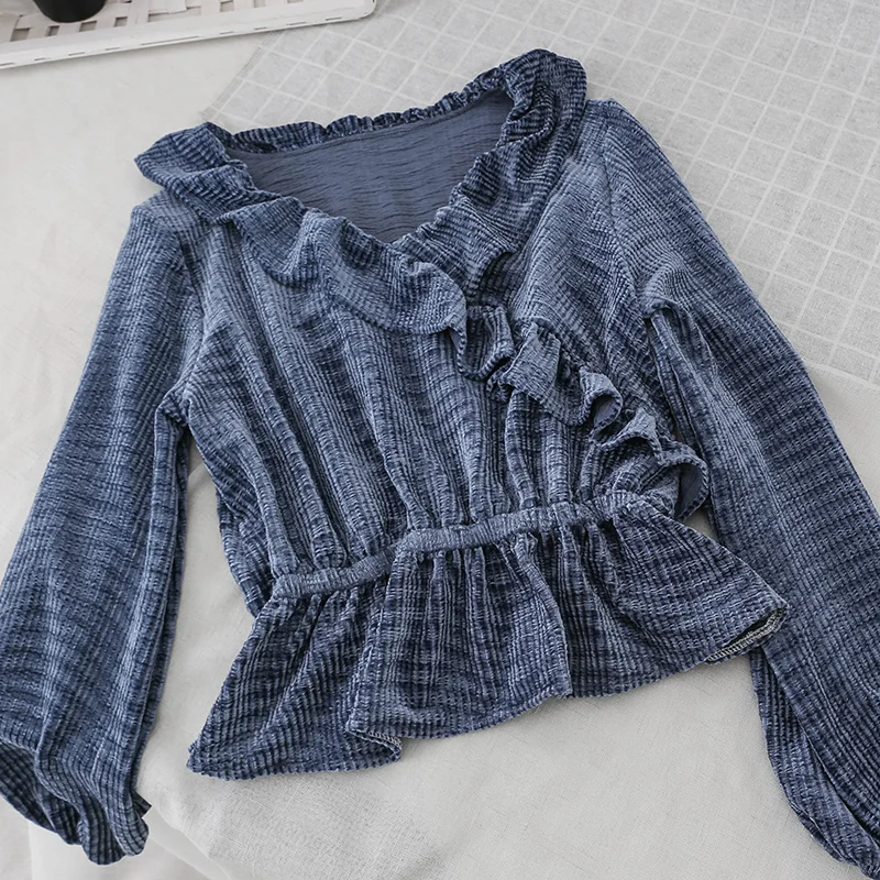 2018 Новая модная женская футболка бархатная нижняя рубашка с длинным рукавом