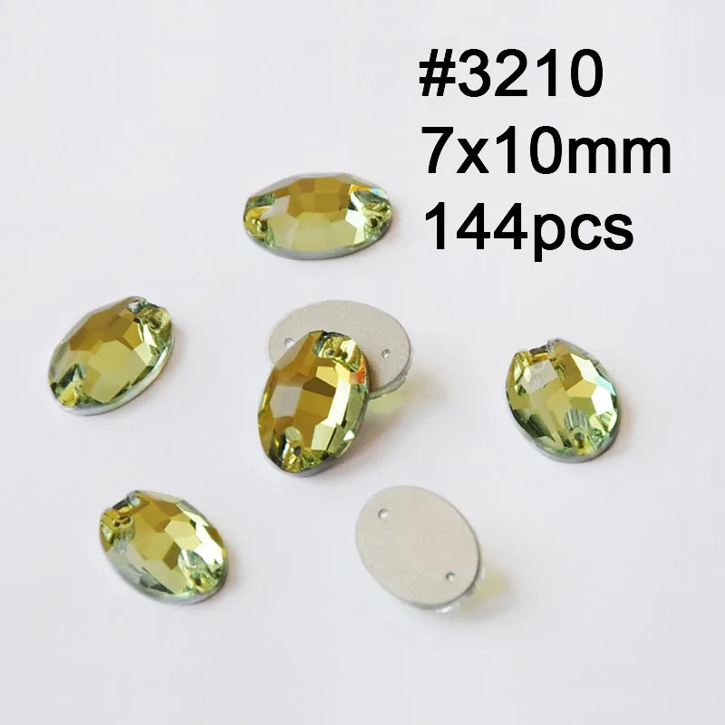 Oval 7X10mm 144pcs Мульти размер светлый топаз пришить стразы шитые стразы кристаллы для шитья для свадебного платья одежда - Цвет: Oval 7X10mm 144pcs
