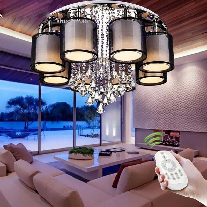

Home decoration ceiling 3/5/6/8 head Circular crystal lamp LED sectional remote control ceiling lamp