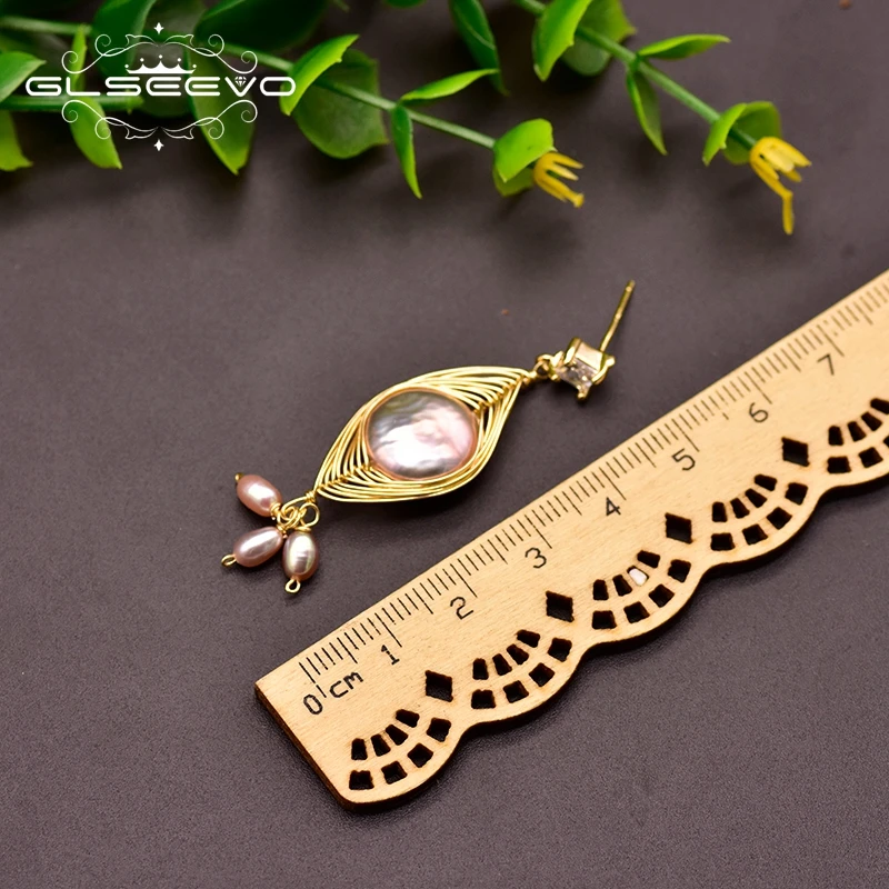 

GLSEEVO Original Natural Fresh Water White Pearl Drop Earring For Women Wedding Party Luxury Jewellery Accessories GE0822