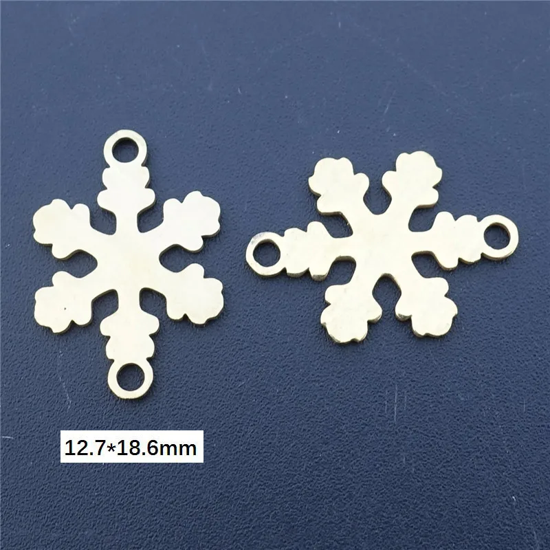 snowflake Нержавеющая сталь, сделай сам, фурнитура для изготовления ювелирных изделий, настоящее позолоченное растение, жизнь елки, Рождественская Снежинка, лист лотоса, соединительные звенья в виде клевера - Цвет: snowflake