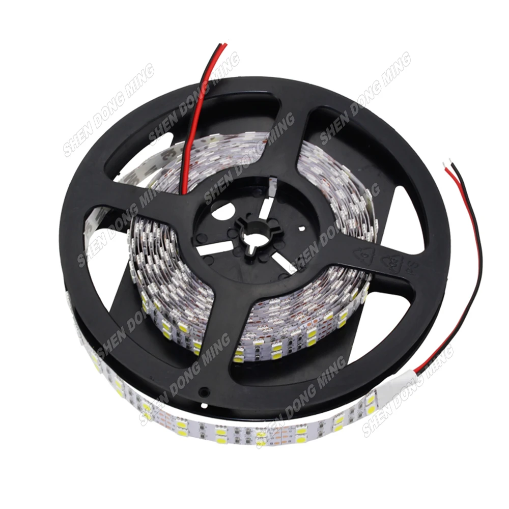 Светодиодная лента 5050 SMD теплая белая/белая двухрядная IP22 600 светодиодов 5 м для