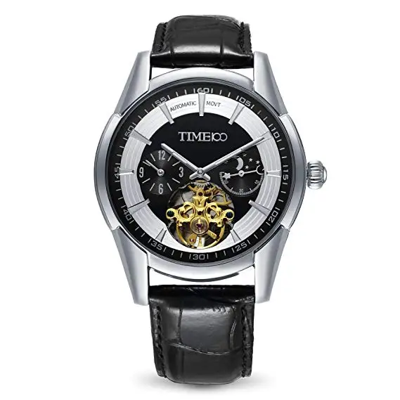 Мужские механические наручные часы Time100 автоматические спортивные с кожаным