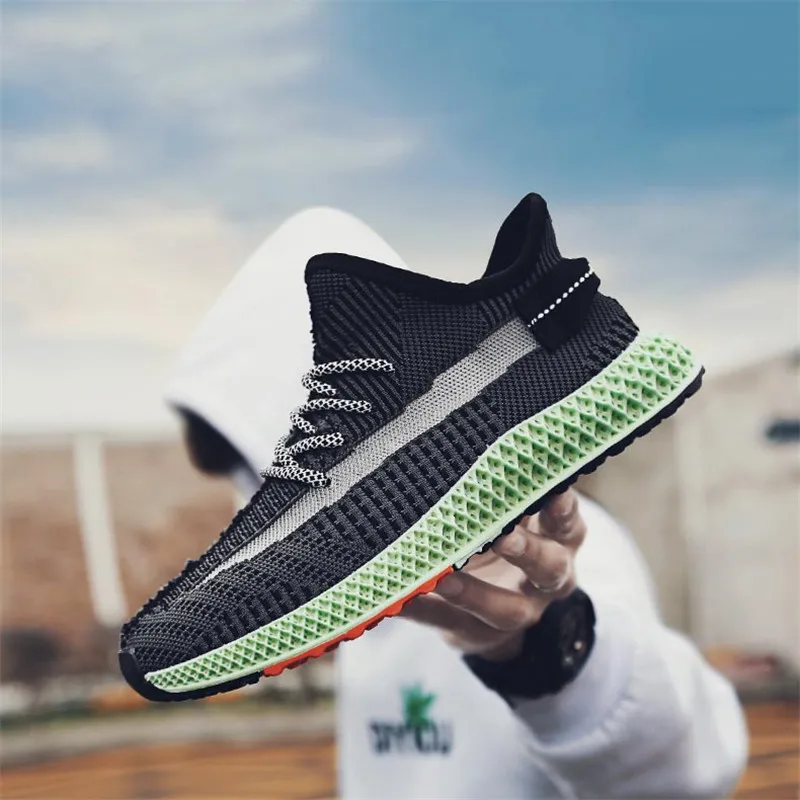 Новинка 2019 мужская повседневная обувь с рисунком рыбы вязаные кроссовки удобные