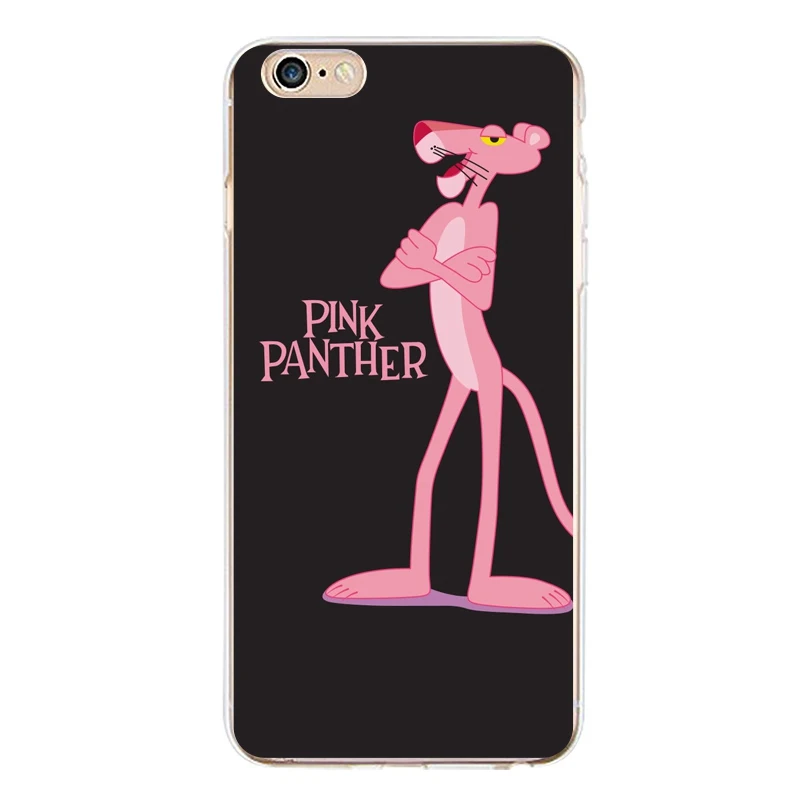 Feather Soft Clear TPU Phone Case For iPhone 4/4s 5 5s 6 6plus 7 8plus x Silicone Pink Panther Cover Free Shipping | Мобильные