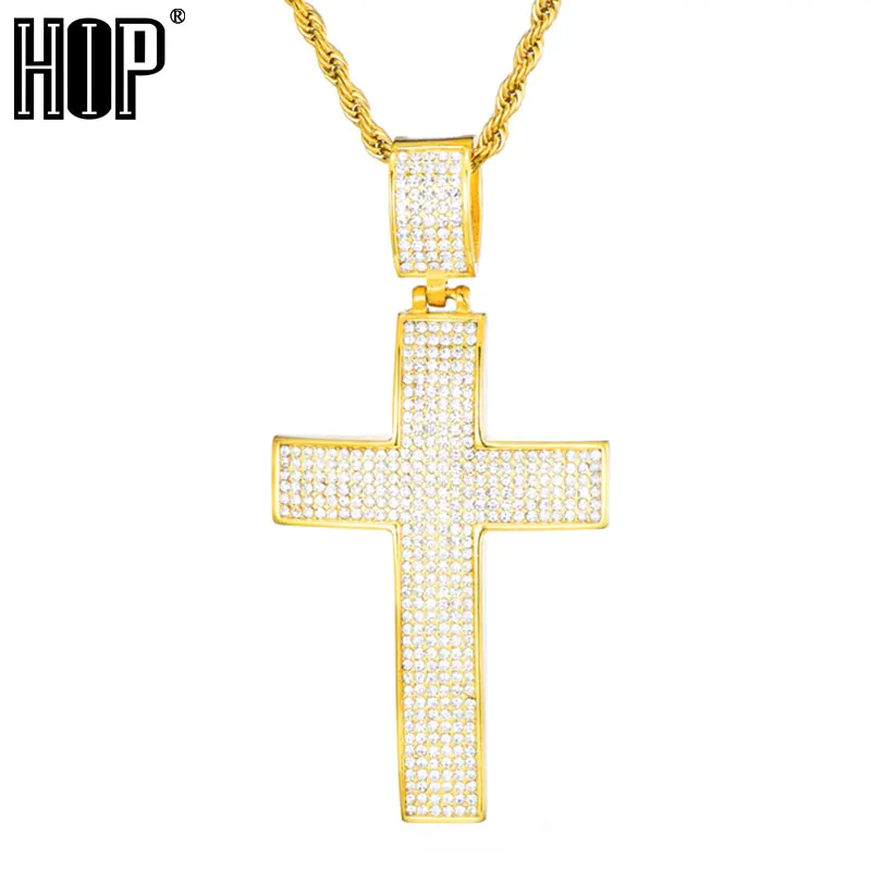 Хип-хоп полностью микро закрепите кулон крест со стразами подвески и ожерелья из