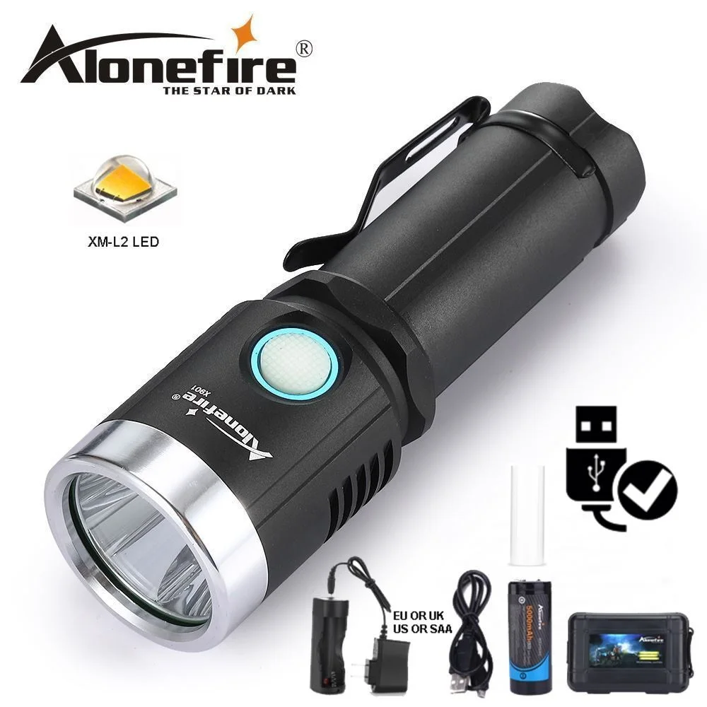 AloneFire X901 usb светодиодный фонарик 26650 перезаряжаемые CREE XML L2 заполняющий свет