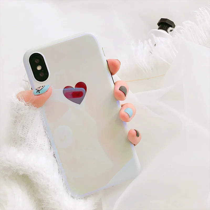 Милый белый чехол для телефона Blu-Ray Love heart iPhone 7 Puls 6 6S 8 X XS Чехлы MAX XR винно-красный
