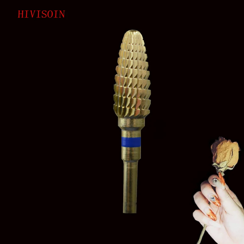 

1pcs HIVISOIN Carbide Nail Drill Bit - Large Cone - M(60130020) TiN