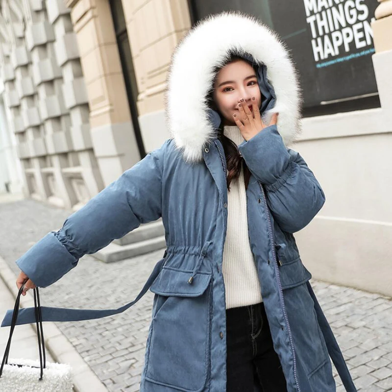 

New Winter Women Jacket Mujer 2019 Casual Fur Hooded Long Parkas Coat Thick warm Plus size Down Cotton-padded Jackets overcoat